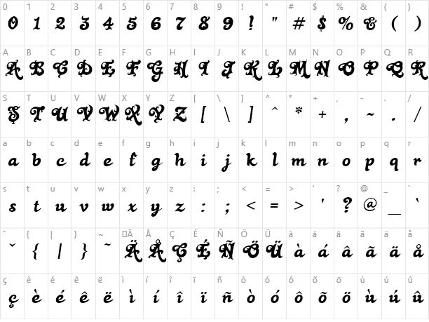 Black Rose Character Map - Teutonic No 1 Font (612x459), Png Download