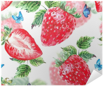 Watercolor Strawberry Seamless Background Poster • - Photography (400x400), Png Download