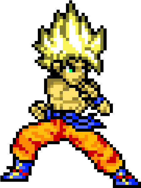 Super Saiyan Goku - Goku Super Saiyan Pixel Art (530x680), Png Download