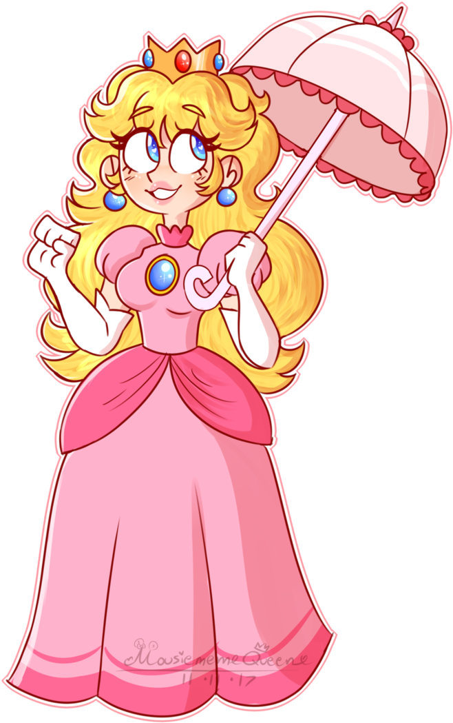 Princess Peach By Mousiememequeen - Peach Mario Art (734x1087), Png Download