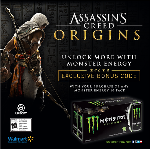 Driving Sales For Monster Energy - Assassin's Creed 2018 Calendar (650x514), Png Download