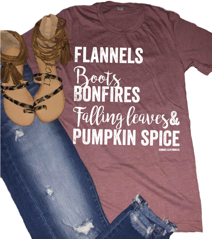 Flannels Boots Bonfires Falling Leaves & Pumpkin Spice - Shirt (695x789), Png Download