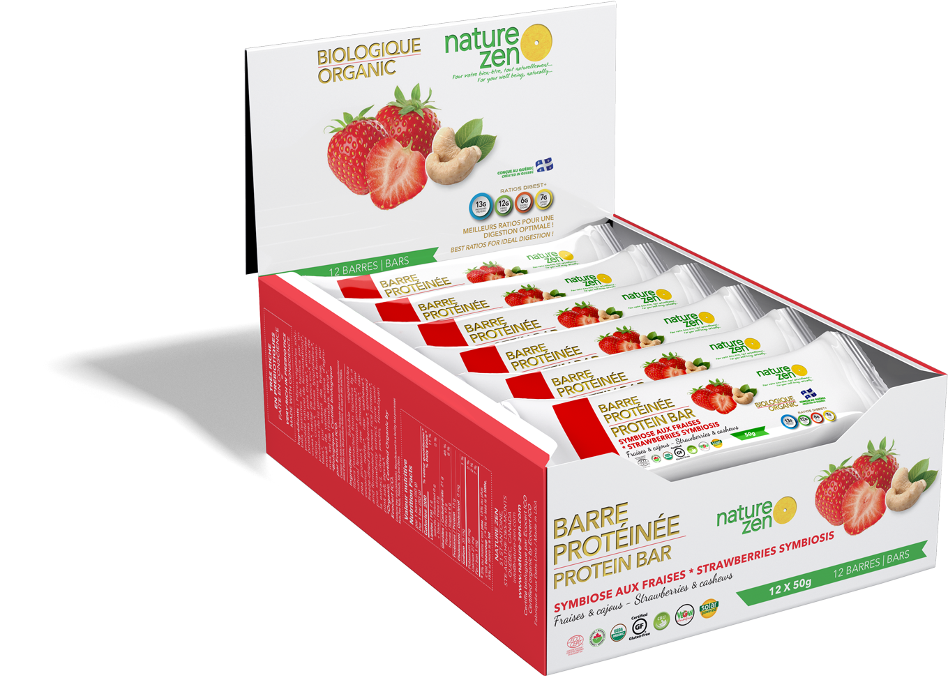 Img Naturezen Strawberry Bar Box Qc - Protein Bar (1600x1124), Png Download
