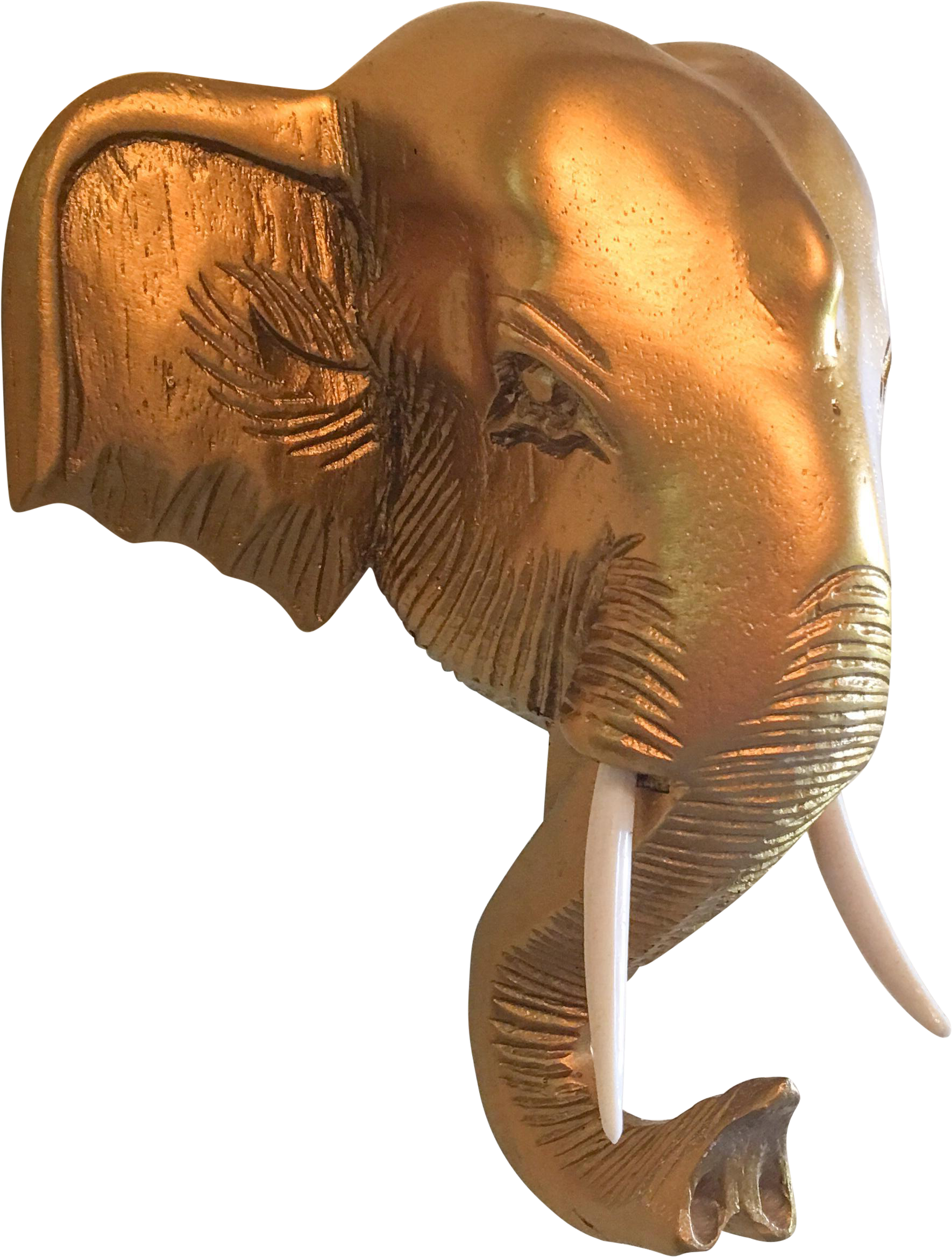 Handmade Gold Resin Elephant Head - Elephant Head Transparent (1966x2596), Png Download