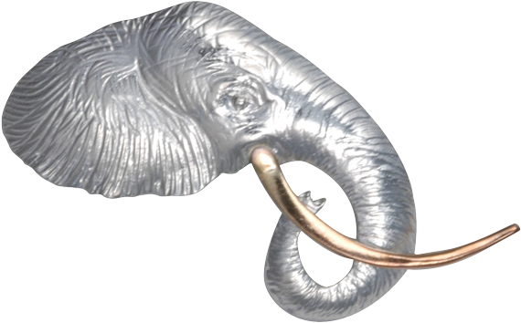 Elephant Head Profile Pin/pendant (640x640), Png Download