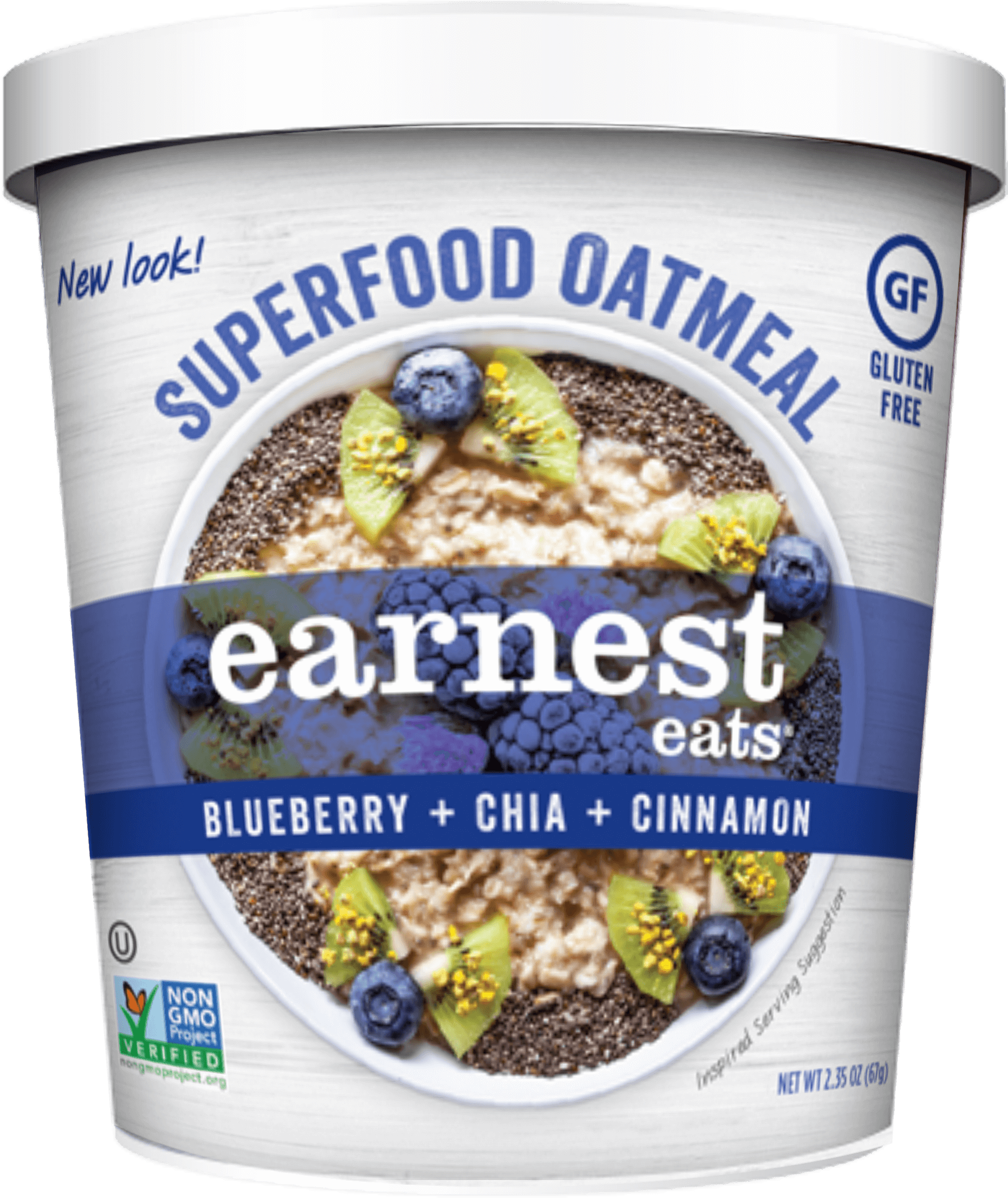 Superfood Blueberry Chia Hot & Fit Cereal Cups-12 Pack - Earnest Eats Hot & Fit Cereal Superfood Blueberry (2040x2434), Png Download