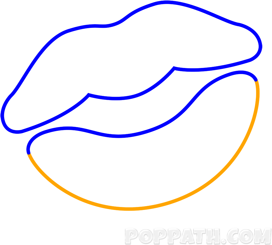 Complete The Bottom Lip By Drawing A Curved Line - Kiss (1000x1000), Png Download