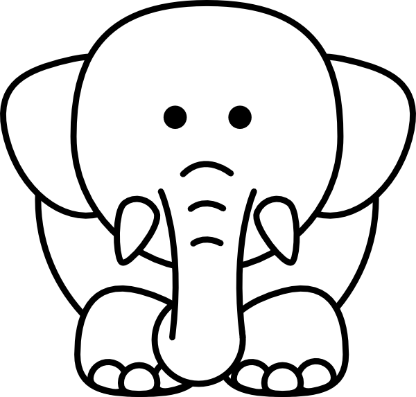 How To Set Use Cartoon Elephant Bw Svg Vector (600x573), Png Download