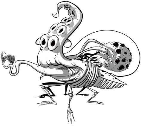 Drawn Tentacle Transparent - Pencil (665x600), Png Download