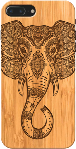 Elephant Head Wooden Phone Case - Purple Pink Ombre Henna Pattern Elephant Head Drawing (500x500), Png Download