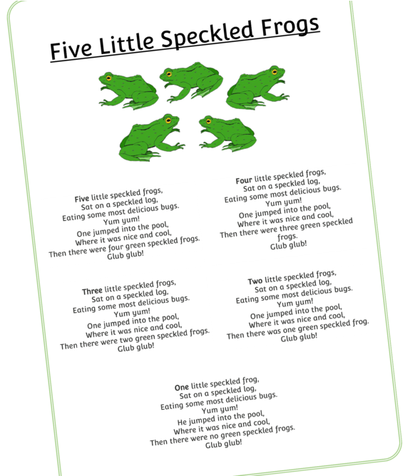 'five Little Speckled Frogs' Number Song/rhyme/words - Poster (1000x667), Png Download
