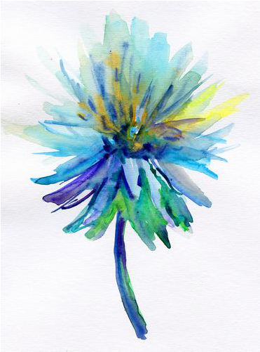 Blue Water Colour Flower - Stock Photography (450x500), Png Download