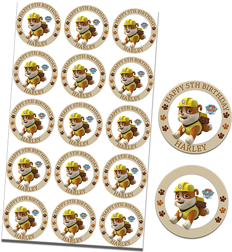 Paw Patrol Rubble Or (30x - Paw Patrol Shaped Value Stickers (5) (500x500), Png Download
