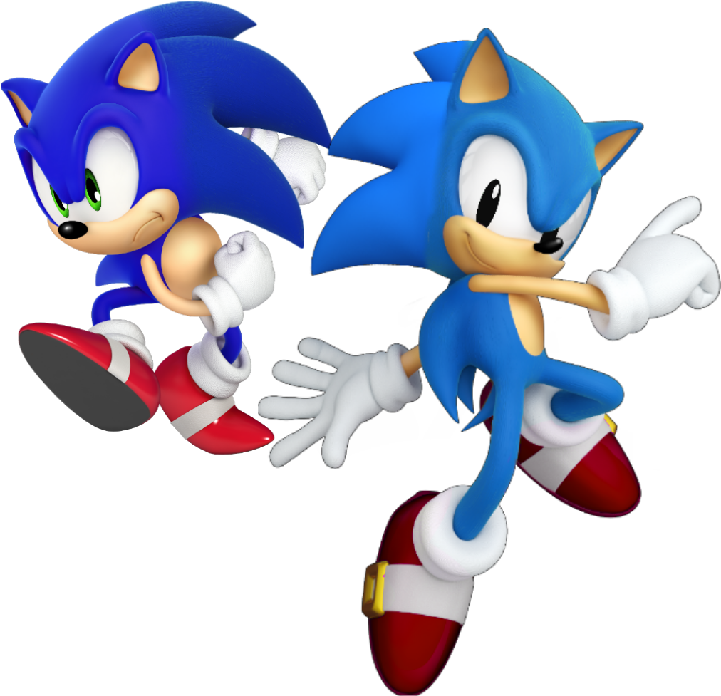 Modern And Classic Sonic But Seriously Cursed - Classic Sonic Modern Sonic (1024x1024), Png Download