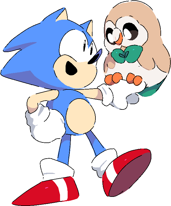 Rowlet And Classic Sonic - Sonic And Rowlet (500x579), Png Download