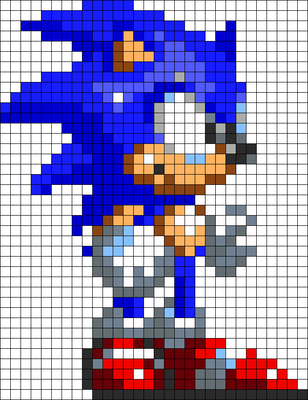 Classic Sonic Perler Bead Pattern / Bead Sprite - Sonic 3 Pixel Art (631x820), Png Download