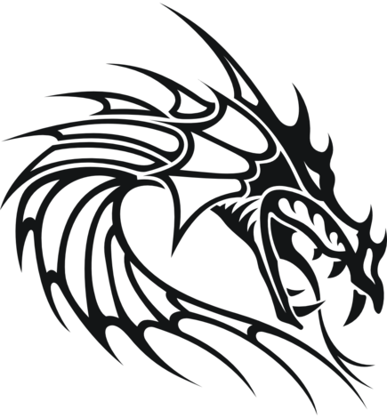 Image Black And White Stock Dragon Tribal Design Ideas - Simple Chinese Dragon Head Drawing (435x470), Png Download