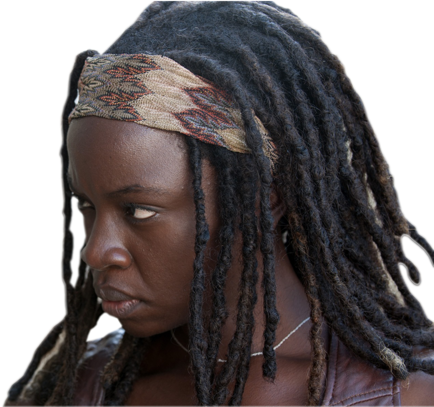 Drawing Dreadlocks Michonne - Michonne Walking Dead Side View (1024x829), Png Download