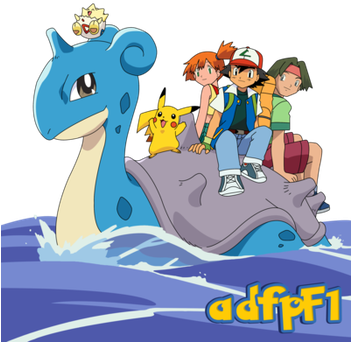Ash , Misty, Tracey Y Pokemon (01) By Adfpf1 - Misty Ash Brock Tracey (350x350), Png Download