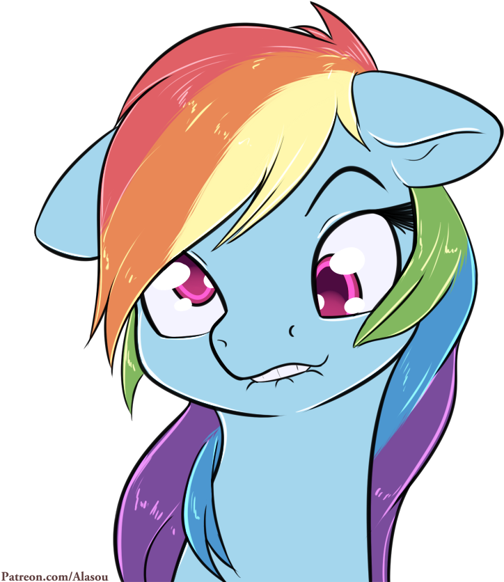 Alasou, Derp, Funny Face, Lip Bite, Patreon, Pony, - Rainbow Dash Funny Art (800x1000), Png Download