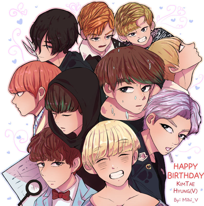 Happy Birthday, Kim Taehyung, My Angel - Kim Taehyung Fanart (800x800), Png Download