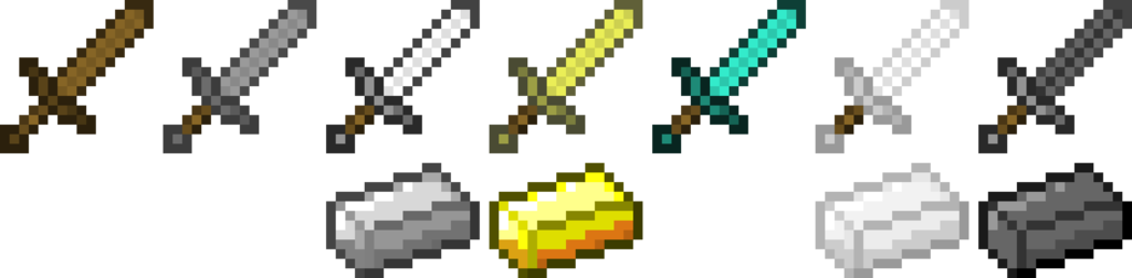 Minecraft Swords By Kriss - Minecraft Swords In Order (1024x252), Png Download