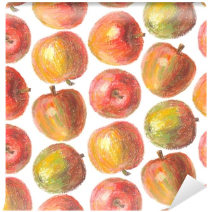 Png Free Library Crayon Apple Seamless Pattern Hand - Drawing (400x400), Png Download
