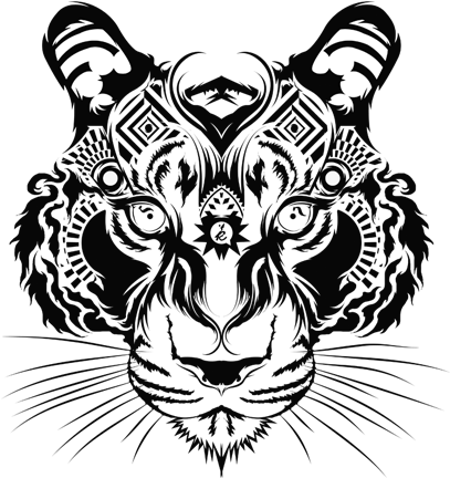 Bamboo Drawing Tiger - Drawing (522x455), Png Download