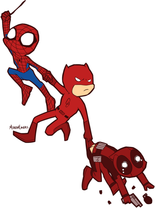 Marvel Daredevil Clipart Daredevil Png - Spiderman And Deadpool Clipart (500x668), Png Download
