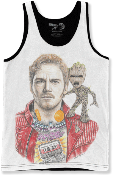 Star Lord & Baby Groot - Inked - Star Lord & Baby Groot - Unisex Tank / (600x600), Png Download