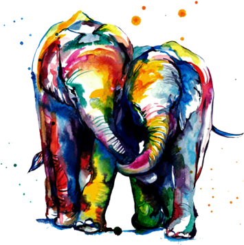 Watercolor Elephant - Weekday Best Canvas Wall Art - Elephants (400x400), Png Download