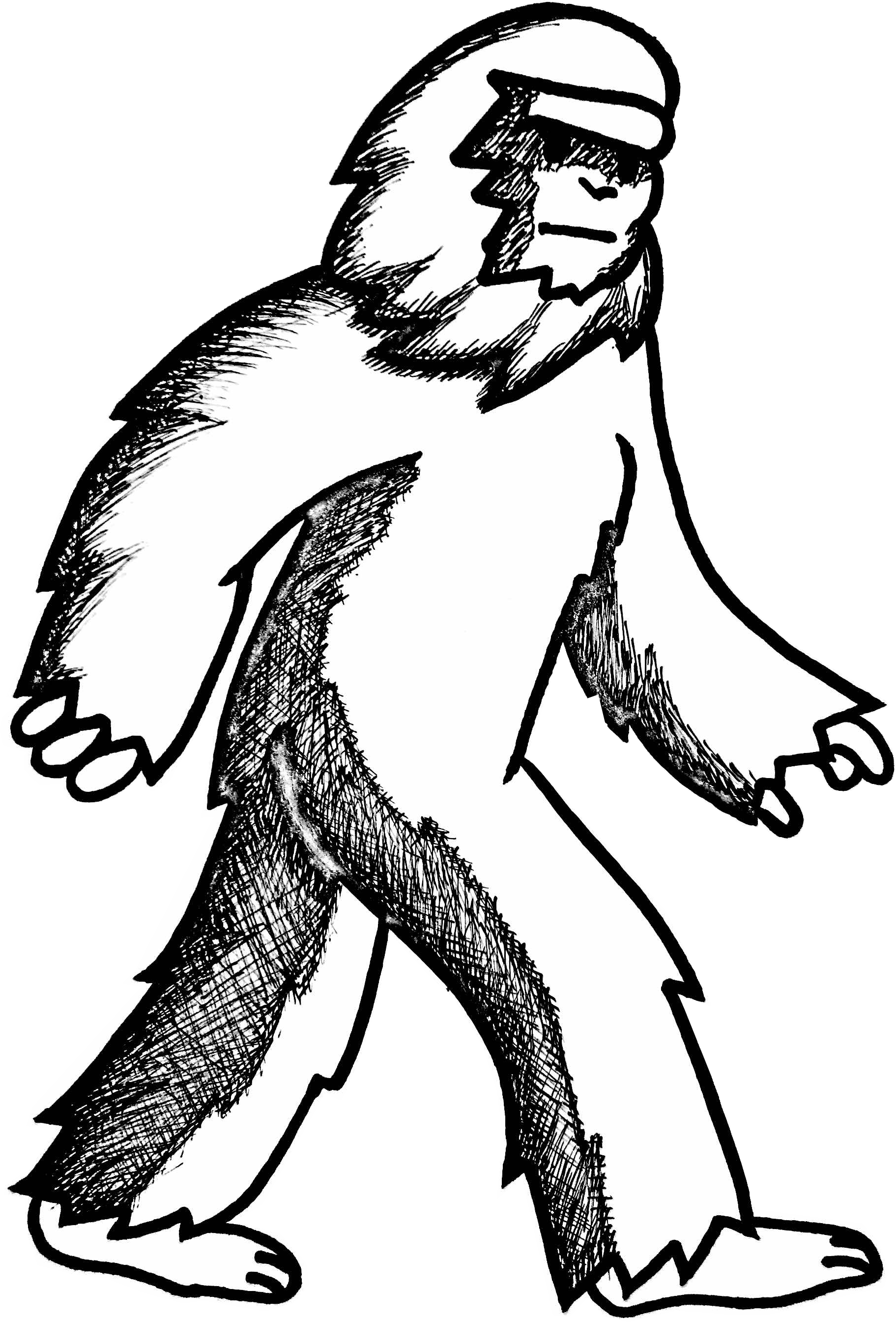 Bigfoot Research Club Looking For Clues - Easy Bigfoot Drawing (1823x2688), Png Download