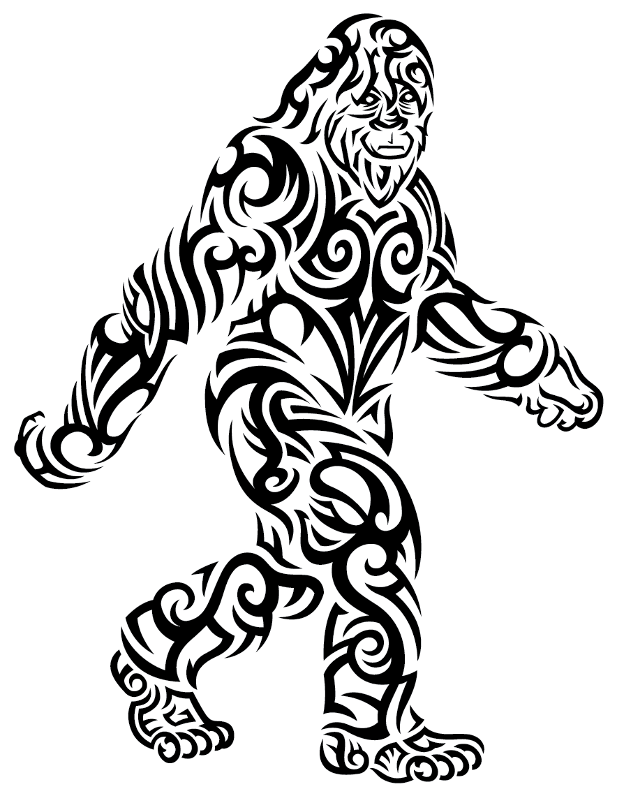 The Tribal Bigfoot Stroll Sticker - Bigfoot Tribal (884x1140), Png Download