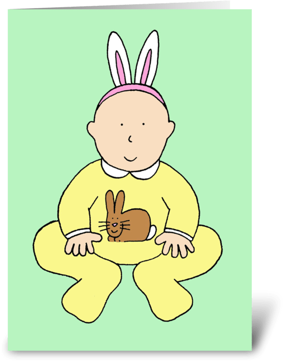 Happy Easter, Baby In Bunny Ears - 1st Easter For Nephew. Greeting Cards (700x792), Png Download