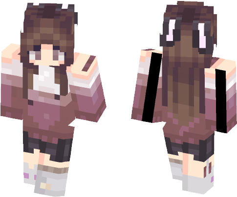 Cute Teen Girl With Bunny Ears - Minecraft (584x497), Png Download