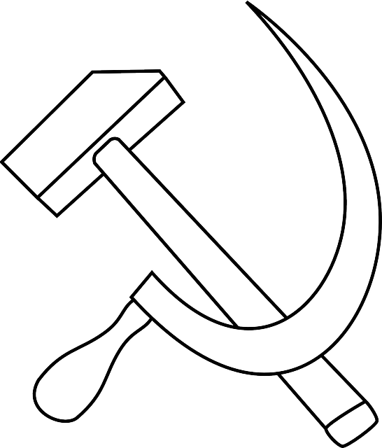 Black, Outline, White, Tools, Hammer, Hardware, Knife - Draw Hammer And Sickle (546x640), Png Download