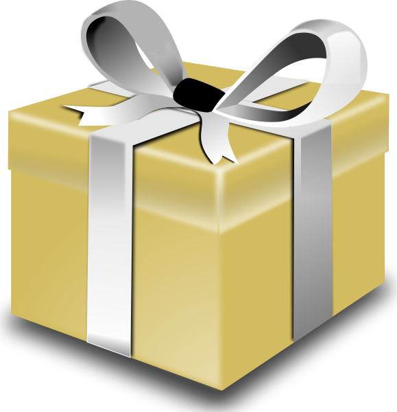 Gold Present Clipart Png (579x600), Png Download