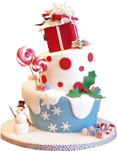 Candy Christmas Cake Transparent Image - Christmas Eve Birthday Cake (383x495), Png Download