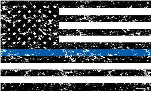 Grunge Thin Blue Line American Flag Banner - American Flag With Blue Red And Green Stripe (600x600), Png Download