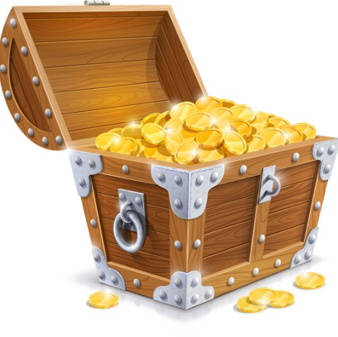Treasure Chest Png Image - Gold Coins In Box (479x478), Png Download