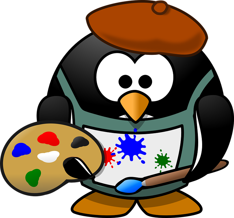 Painter Tux Art Artist Beret Blotch Brush - Artist Clipart (364x340), Png Download