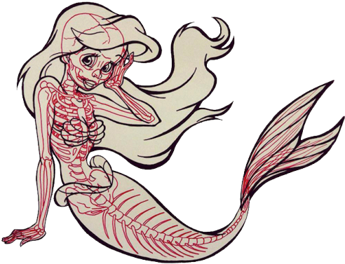 Tumblr Mermaid Png - Cartoon Mermaid Tail Draw (500x389), Png Download