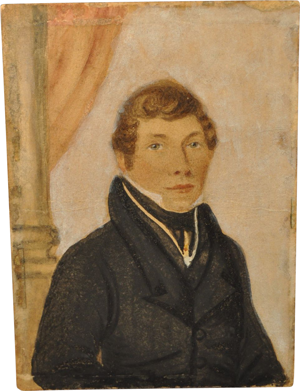 American Or English Male Watercolor-1840's - Gentleman (1255x1255), Png Download