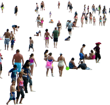 Big Beach Crowd - Beach Crowd Png (375x375), Png Download