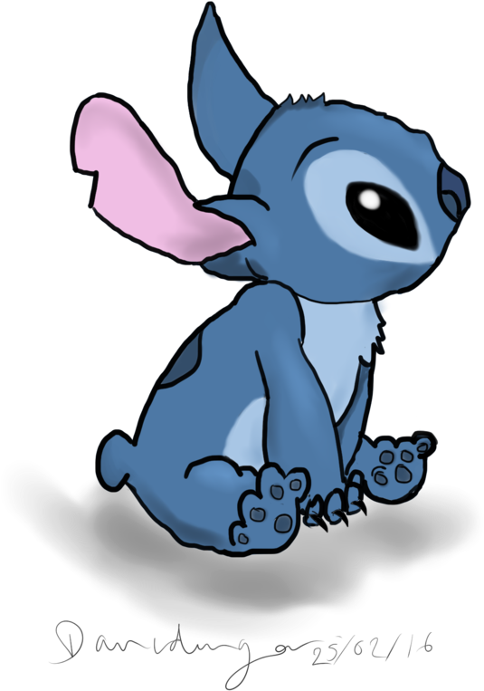 Blue Drawing Stitch Graphic Library Stock - Stitch Digital Drawing (751x1064), Png Download