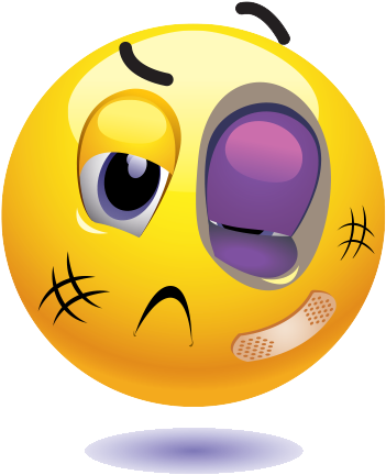 Png Black And White Library Black Eye Emoji - Beaten Up Emoji (400x450), Png Download