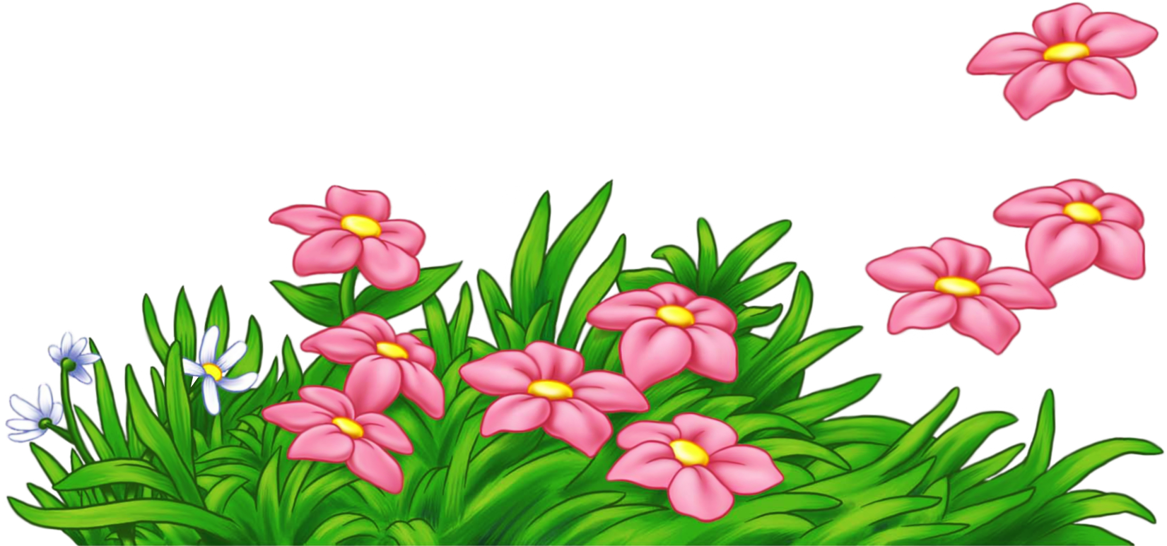 Flower And Grass Clipart (600x292), Png Download