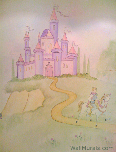 Castle Mural With Prince On Horse - Horse (800x600), Png Download