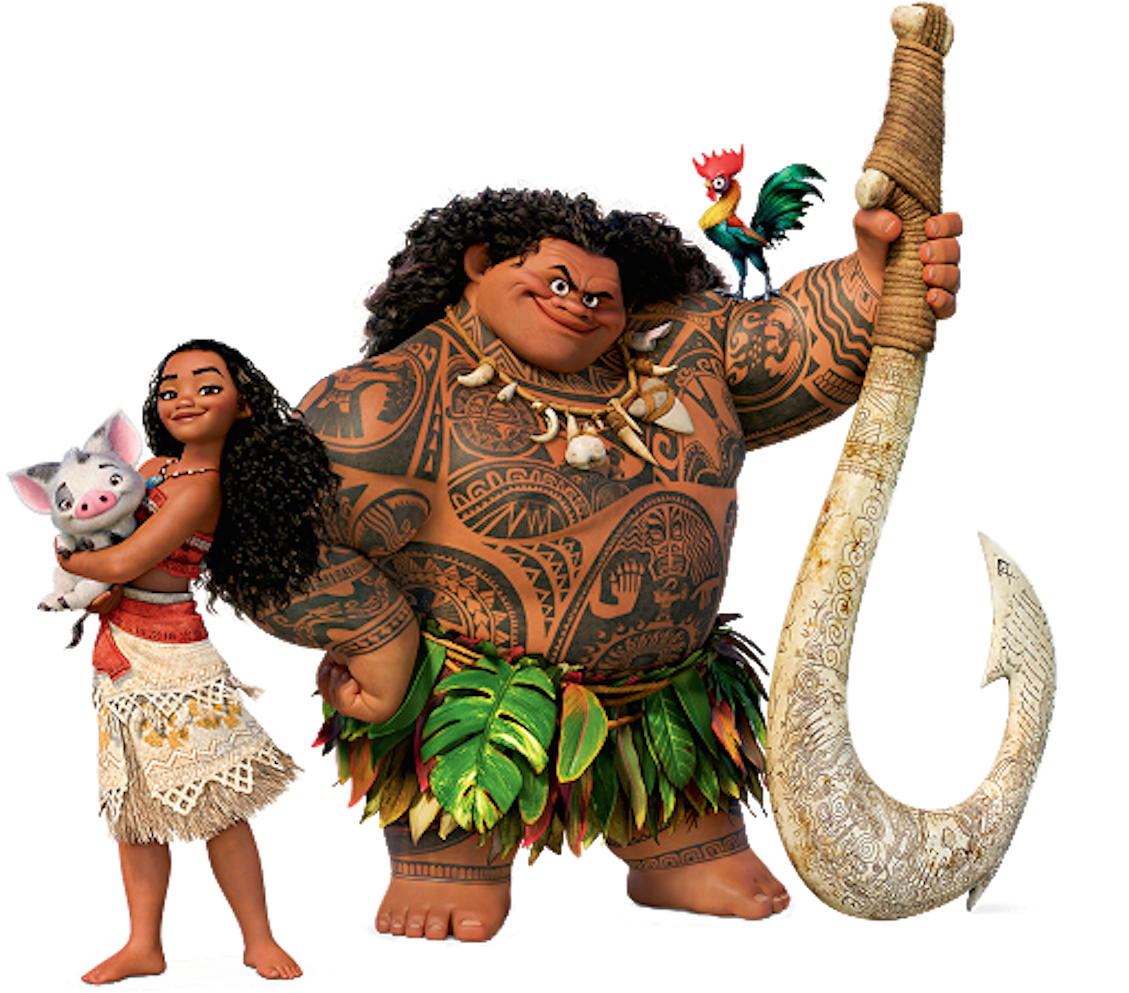Moana Promo 4 - Moana Maui Pua And Hei Hei (1131x1024), Png Download