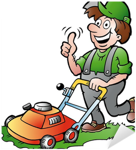 Vector Illustration Of An Happy Gardener With His Lawnmower - Tuinman (400x400), Png Download